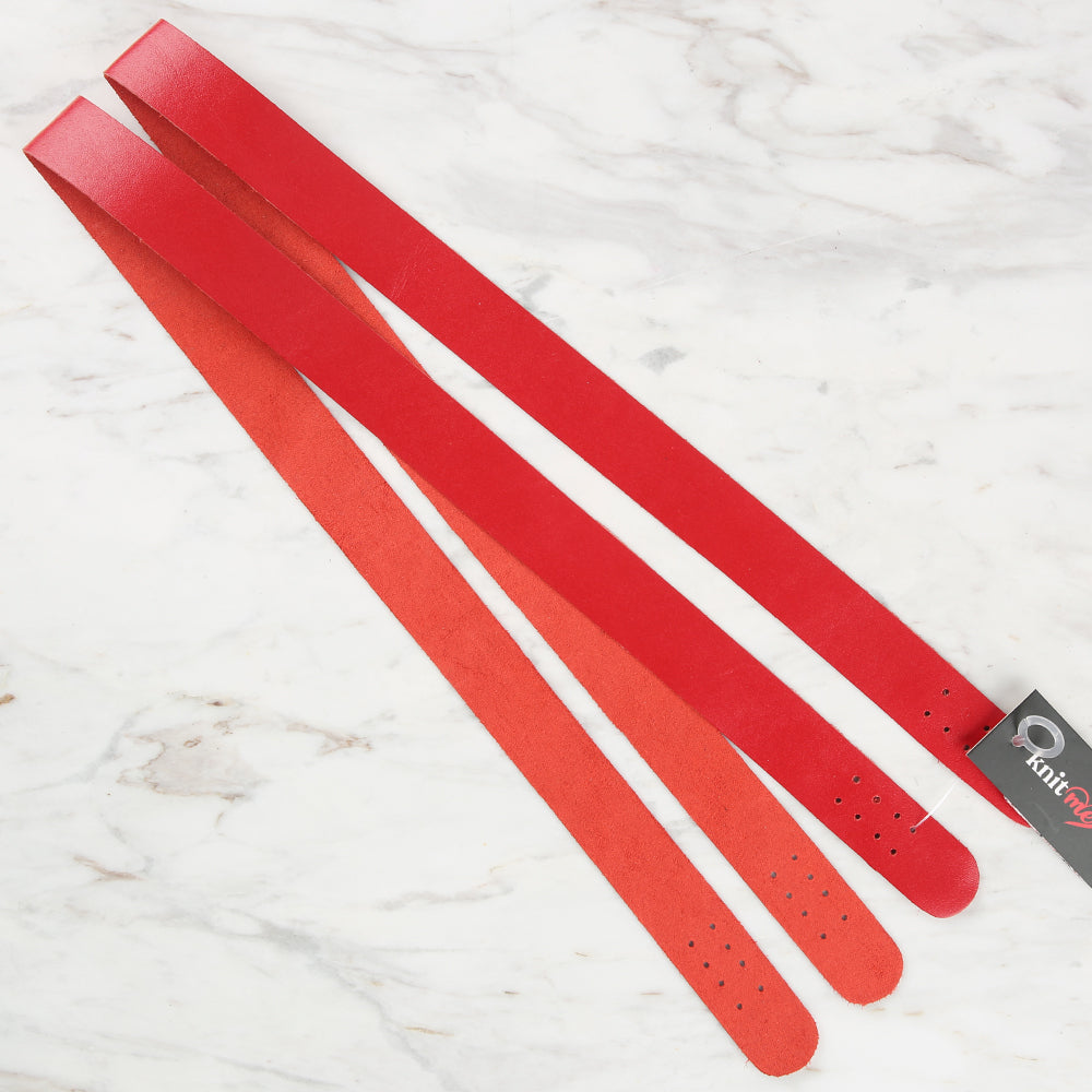 Knitme Gerçek Deri Spor Dikiş Çanta Askısı 75x2.5 cm Kırmızı BA-0036